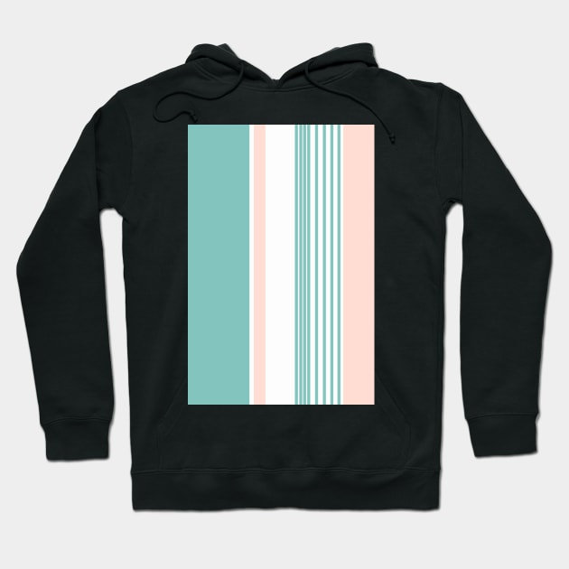 Color Block Stripes Teal and Peach Hoodie by tramasdesign